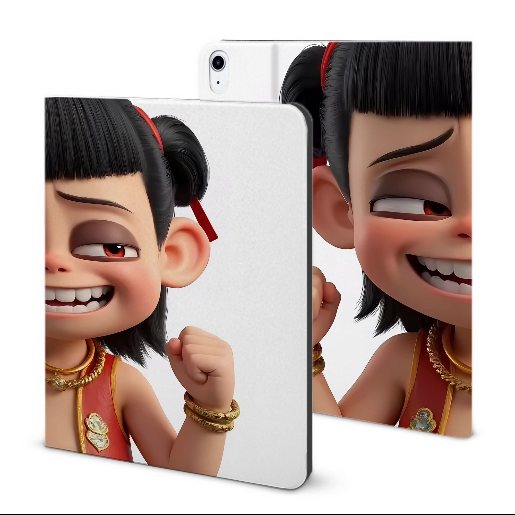 （画像用） Ne Zha 2 ナタ 魔童の大暴れ IPad ケース ブック型 PUレザー TPU 耐衝撃 軽量 薄型 ペン収納なし 全面保護 IPad 各モデル対応